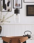 Miniatyrbillede 4 af 8: Pendel Lampe Sort Stål og Glas ø 13 x 127 cm Hængelampe Cylinderformet Lampeskærm Transparent Design Spisebordslampe til Køkken over Spisebord