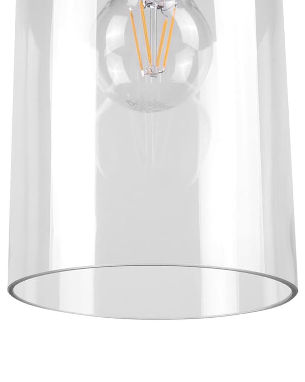 Pendel Lampe Sort Stål og Glas ø 13 x 127 cm Hængelampe Cylinderformet Lampeskærm Transparent Design Spisebordslampe til Køkken over Spisebord