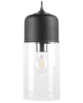 Miniatyrbillede 1 af 8: Pendel Lampe Sort Stål og Glas ø 13 x 127 cm Hængelampe Cylinderformet Lampeskærm Transparent Design Spisebordslampe til Køkken over Spisebord