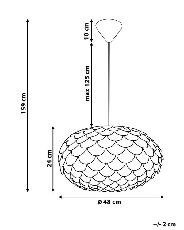 Pendel Lampe Hvid Plast ø 48 x 159 cm Dekorativ Hængelampe Fyrrekogle Skærm Fiske Skind Mønster til Stue Køkken over Spisebord Soveværelse