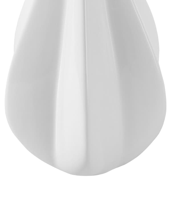 Bordlampe hvid porcelæn base med kunstsilke tromme formet skærm med pærekrop dekor indretning sengebord beroligende diffust lys
