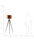 Miniatyrbillede 10 af 10: Gulvlampe sort pulverlakeret Metal med kobber top 156H cm tripod Stativsokkel åben tromme skærm med beroligende lys og nem vedligeholdelse