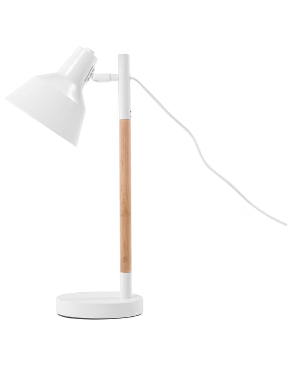Bordlampe Hvid Metal Lyst Asketræ 53 cm Designer Justerbar Skærm Skrivebords Indretning Seng Kontor Lille Tilbehør Beroligende Lys Kvalitet