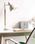 Miniatyrbillede 2 af 11: Bordlampe Hvid Metal Lyst Asketræ 53 cm Designer Justerbar Skærm Skrivebords Indretning Seng Kontor Lille Tilbehør Beroligende Lys Kvalitet