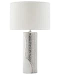 Miniatyrbillede 1 af 11: Bordlampe Hvid Sølv Porcelæn Kunstsilke 52 x 30 x 30 cm Tromme Formet Skærm Cylinder Dekor Stue Sengebord Indretning Beroligende Diffust Lys