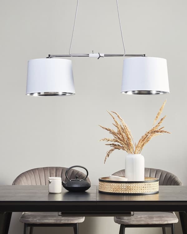 Hængende Loftlampe Hvid med Metalbund