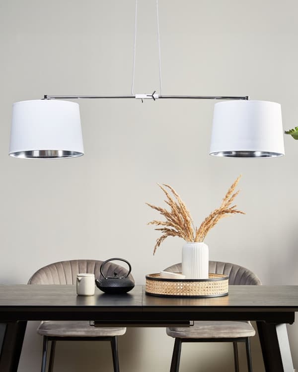 Hængende Loftlampe Hvid med Metalbund