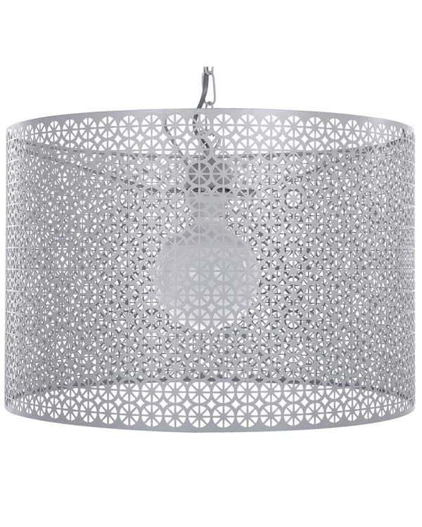 Loftlampe Gråmønstret Metaltromle Rund Skærm Cylinder Design Moderne Stil