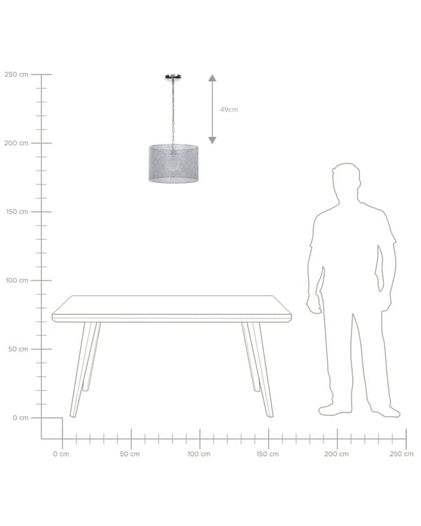 Riippuvalaisin harmaa metalli 44 x 82 x 44 cm geometrinen kuvio sylinteri varjostin moderni