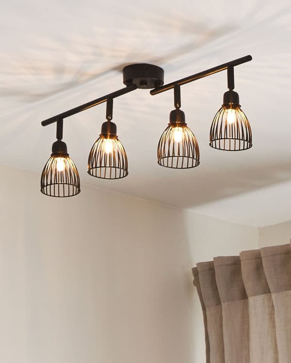 Væglampe Sort Metal 66 x 19 cm Loftlampe med 4 Lyskilder Justerbare Arme Gallerilamper Moderne Design til Stue Soveværelse Inspiration Dekor