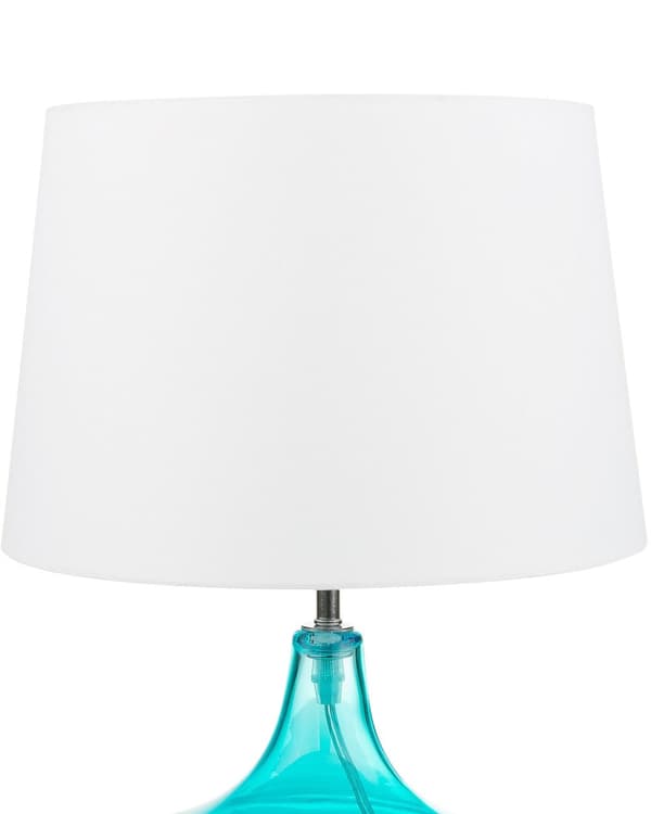 Bordlampe Blå Hvid Glas og Polyester ø 25 x 42 cm Dekorativ Sengelampe Gennemsigtig med Cylinder Lampeskærm Moderne Design Stue Soveværelse