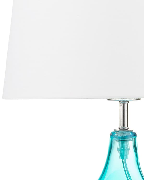 Bordlampe Blå Hvid Glas og Polyester ø 25 x 42 cm Dekorativ Sengelampe Gennemsigtig med Cylinder Lampeskærm Moderne Design Stue Soveværelse