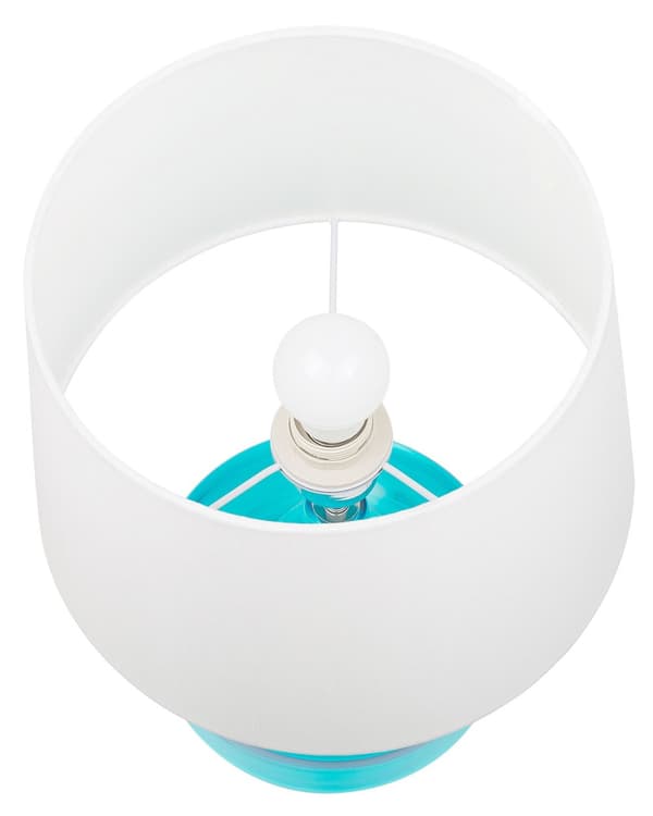 Bordlampe Blå Hvid Glas og Polyester ø 25 x 42 cm Dekorativ Sengelampe Gennemsigtig med Cylinder Lampeskærm Moderne Design Stue Soveværelse