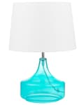 Miniatyrbillede 1 af 11: Bordlampe Blå Hvid Glas og Polyester ø 25 x 42 cm Dekorativ Sengelampe Gennemsigtig med Cylinder Lampeskærm Moderne Design Stue Soveværelse