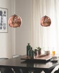 Miniatyrbillede 4 af 10: Loftlampe Kobber Glas Refleks Globus Skærm Lyseffekt Industrielt Design