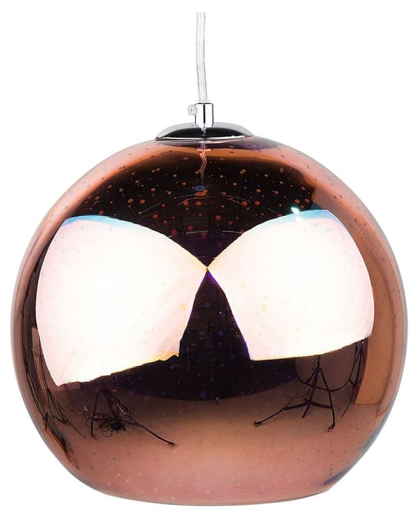 Loftlampe Kobber Glas Refleks Globus Skærm Lyseffekt Industrielt Design