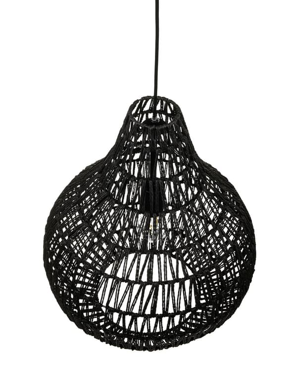 Pendel Lampe Beige Papir Reb ø 40 x 167 cm Flettet Lampeskærm Pæreformet Rund Boho Stil Flot Mønstret Skygger Belysning til Stue Pigeværelse