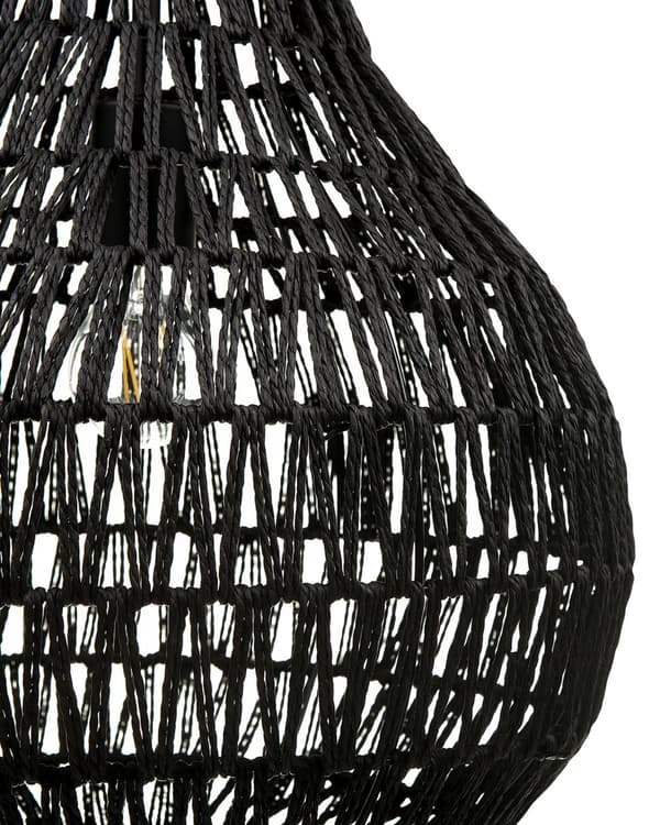 Pendel Lampe Beige Papir Reb ø 40 x 167 cm Flettet Lampeskærm Pæreformet Rund Boho Stil Flot Mønstret Skygger Belysning til Stue Pigeværelse