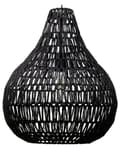 Miniatyrbillede 1 af 8: Pendel Lampe Beige Papir Reb ø 40 x 167 cm Flettet Lampeskærm Pæreformet Rund Boho Stil Flot Mønstret Skygger Belysning til Stue Pigeværelse