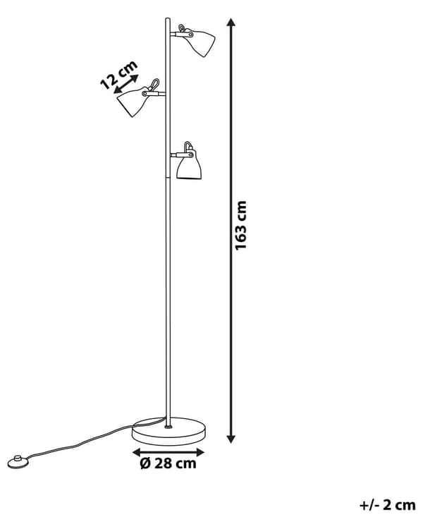 Gulvlampe Grå Beton Stål 3 Pærer Lyskilder Dekorativ Standerlampe med Små Spotlamper Industriel Design til Stue Inspiration Indendørs