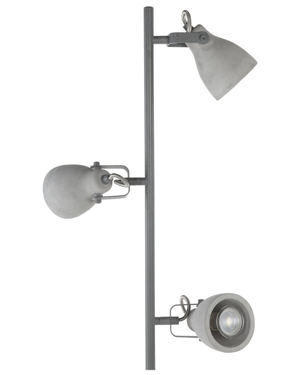 Gulvlampe Grå Beton Stål 3 Pærer Lyskilder Dekorativ Standerlampe med Små Spotlamper Industriel Design til Stue Inspiration Indendørs