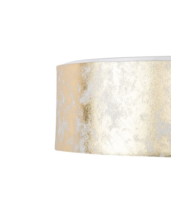 Loftlampe Guld Plastik og Polybomuld ø 45 x 12 cm Rund Plafond E14 Lampeskærm Indendørs Entré Gang Knitret Belysning Design Tilbehør Boho