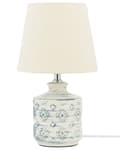 Miniatyrbillede 5 af 11: Bordlampe Beige Blå Keramisk Bomuld og Hør 35 cm Moderne Natbordslampe Retro Kegleformet Lampeskærm Forvitret Design Lampe til Soveværelse
