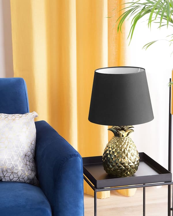 Pöytävalaisin kulta keraaminen jalka musta kangasvarjostin ananas moderni
