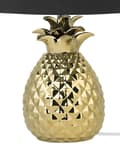 Pikkukuva 9 / 11: Pöytävalaisin kulta keraaminen jalka musta kangasvarjostin ananas moderni