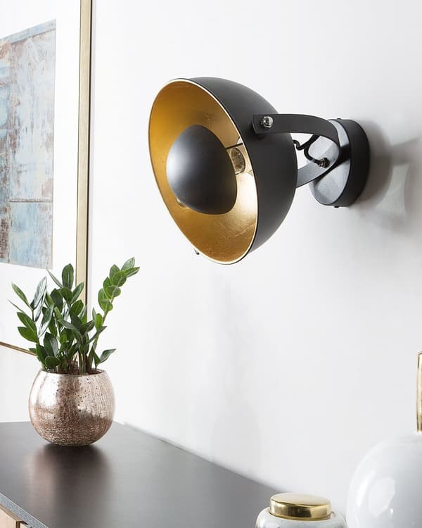 Væglampe Sort Guld Metal Tofarvet Justerbar Industrielt Design