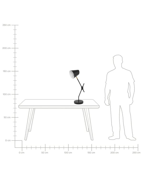Bordlampe Skrivebordslys Sort Metal Justerbar arm Skærm
