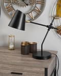 Miniatyrbillede 2 af 8: Bordlampe Skrivebordslys Sort Metal Justerbar arm Skærm