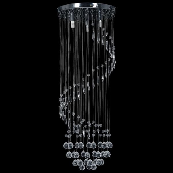vidaXL Taklampa med kristallpärlor silver spiral G9