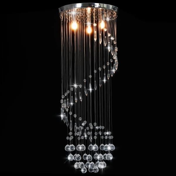 vidaXL Taklampa med kristallpärlor silver spiral G9