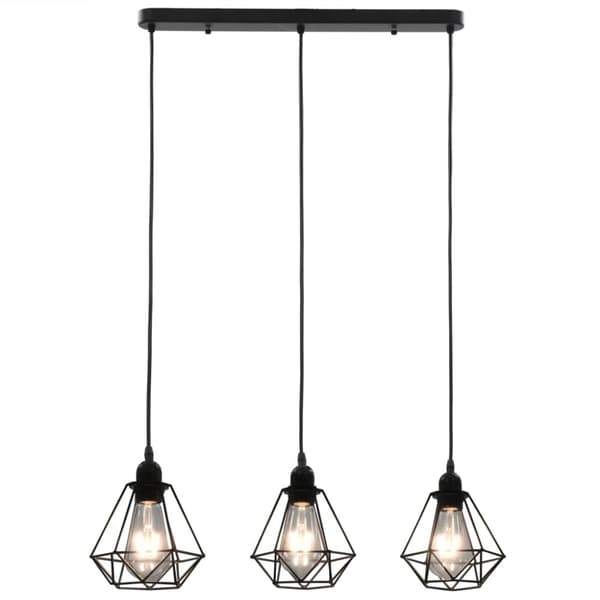 vidaXL Taklampe med diamant-design svart 3 x E27 lyspærer