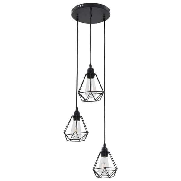 vidaXL Taklampe med diamant-design svart 3 x E27 lyspærer