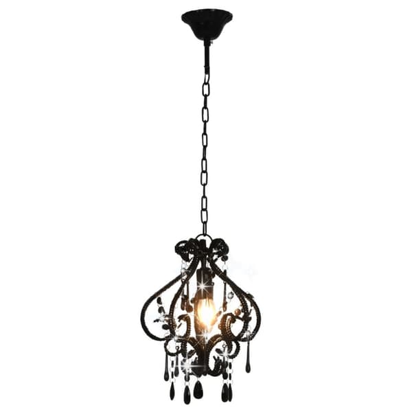 vidaXL loftlampe med perler rund E14 sort