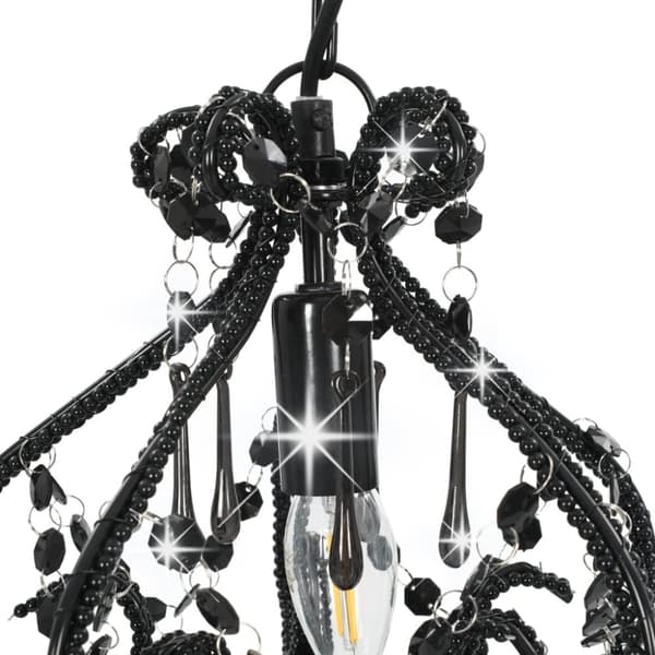 vidaXL loftlampe med perler rund E14 sort