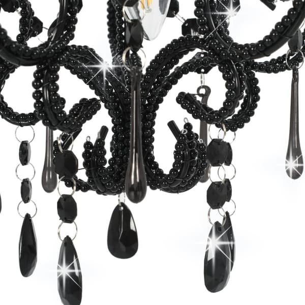 vidaXL loftlampe med perler rund E14 sort