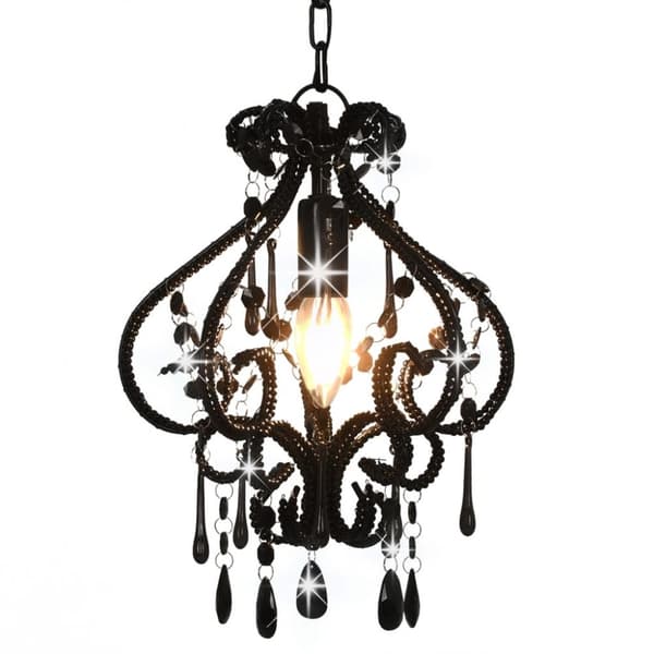 vidaXL loftlampe med perler rund E14 sort