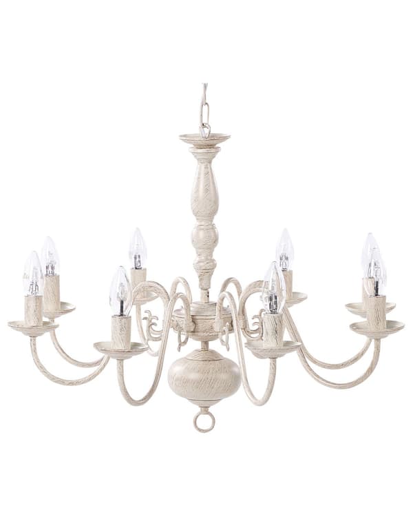 Lysekrone Hvid og Guld Jern 98 cm 8 Armet Lys Glamourøst Design Stue Entré Klassisk Retro Indretning Indendørs Høj Kvalitet