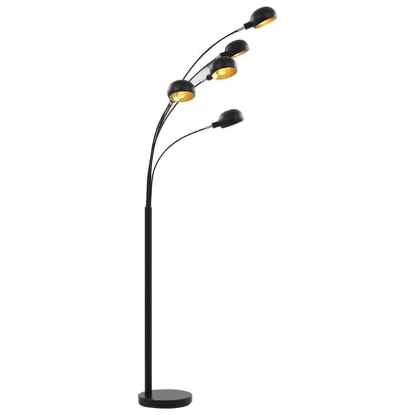 vidaXL Golvlampa 200 cm 5 x E14 svart och guld
