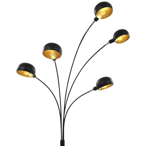 vidaXL Golvlampa 200 cm 5 x E14 svart och guld