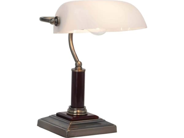 Brilliant Bankir, Messing, Hvit, Glass, Metall, Tre, Soverom, Stue, Kontor, Moderne, II, CE Messing, Hvit