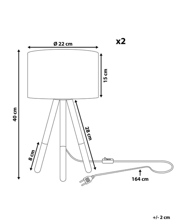 Pöytävalaisin musta 22 x 40 x 22 cm puu polypuuvilla 2 kpl rumpumainen kolmijalka max 25W