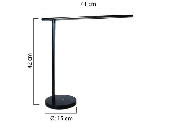 Bordlampe Unilux Diva LED sort USB+QI oplader