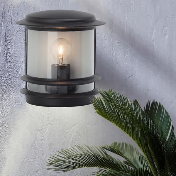 HOLLYWOOD-Vägglampa utomhus med sensor H25cm Brilliant Black