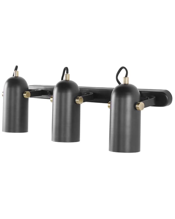 Kattovalaisin musta 54 x 23 x 8 cm metalli PVC pyöreä säädettävä 3 polttimoa industriaalinen
