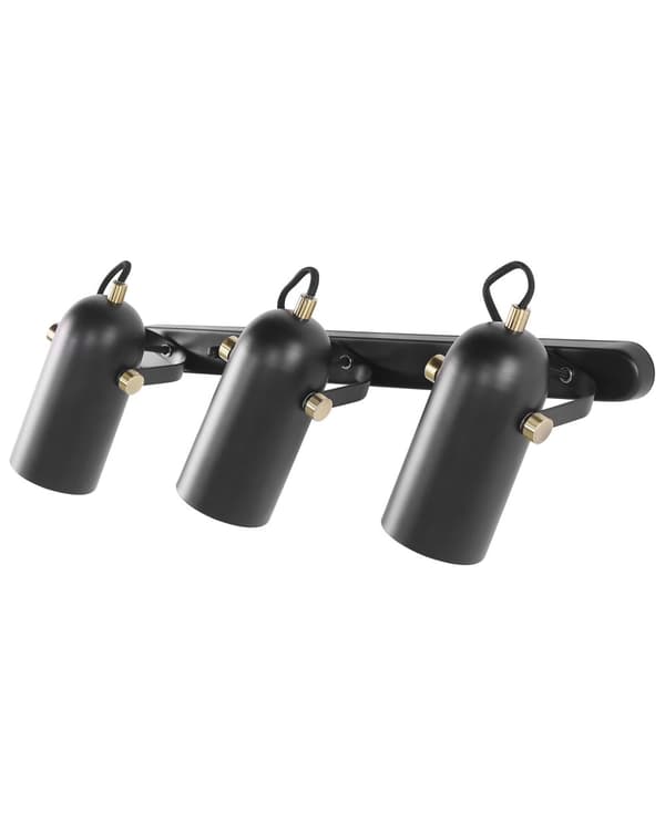Kattovalaisin musta 54 x 23 x 8 cm metalli PVC pyöreä säädettävä 3 polttimoa industriaalinen