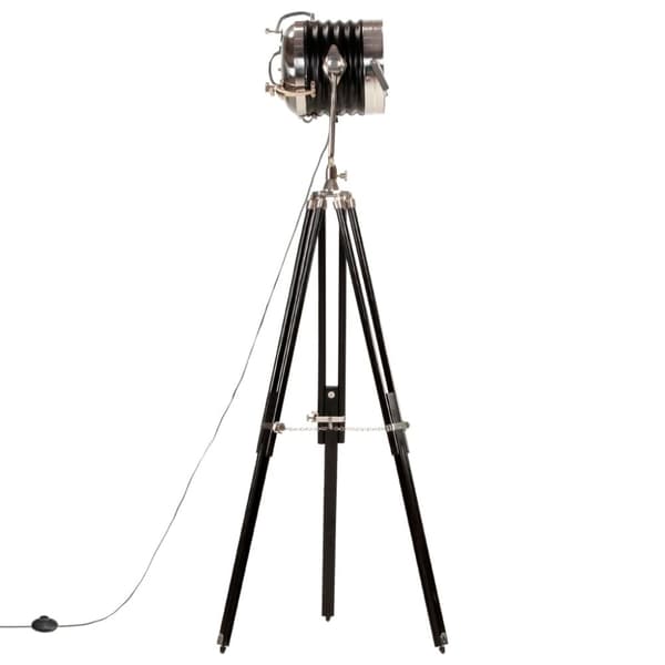vidaXL Golvlampa svart massivt mangoträ 171 cm